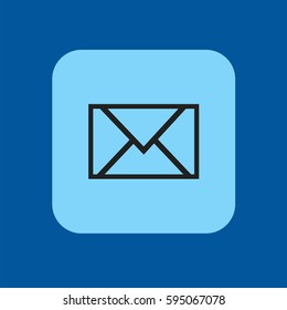 Mail Vector Icon, The outlined symbol of envelope on blue background. Simple, modern flat vector illustration for mobile app, website or desktop app  