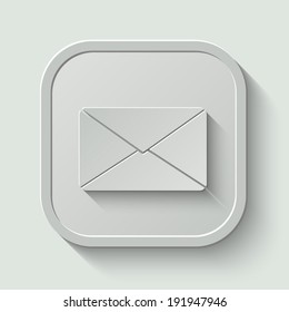 mail vector icon - paper button with shadow on light background