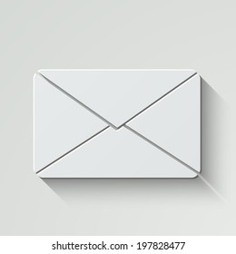 mail vector icon - paper illustration with shadow on light background