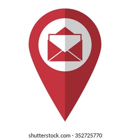 mail - vector icon; red map  pointer