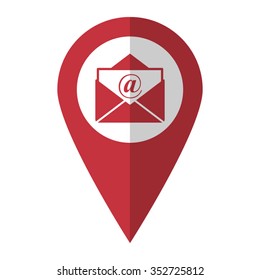 mail - vector icon; red map  pointer