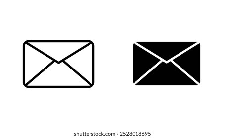 Mail vector icon set in black and white color.