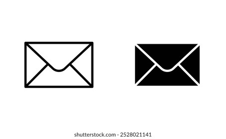 Mail vector icon set in black and white color.