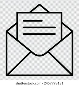 Mail vector icon set. Email, post, letter, envelope, newsletter collecton isolated on white. Line outline thin flat design, adapted e-mail icon set for web, web site, mobile app.