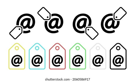 Icono de vector de correo en la ilustración de conjunto de etiquetas para ui y ux, sitio web o aplicación móvil