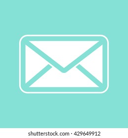 Mail     vector icon. White  Illustration isolated on green  background for graphic and web design.