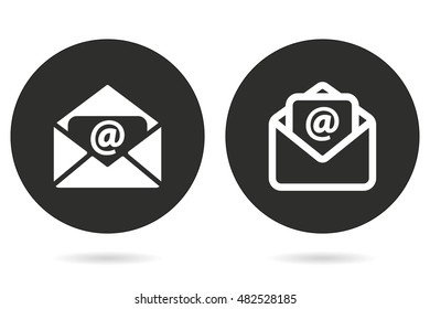 Mail vector icon. White illustration isolated on black background for graphic and web design.