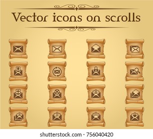 mail vector icons on scrolls for your creative ideas