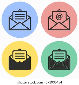 Mail vector icons set. Black illustration isolated for graphic and web design.
