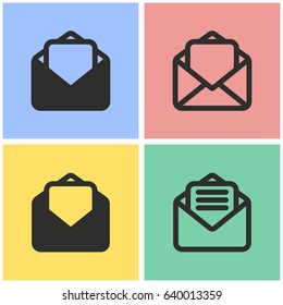 Mail vector icons set. Black illustration isolated for graphic and web design.