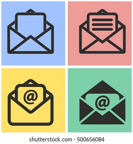 Mail vector icons set. Illustration isolated for graphic and web design.