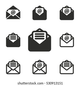 Mail vector icons set. Illustration isolated for graphic and web design.