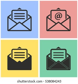 Mail vector icons set. Illustration isolated for graphic and web design.