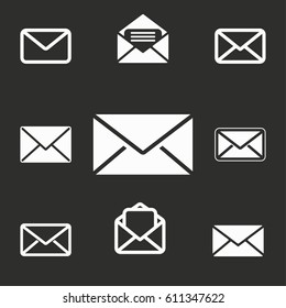 Mail vector icons set. Illustration isolated for graphic and web design.