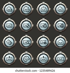 Mail vector icons in the stylish round buttons for mobile applications and web