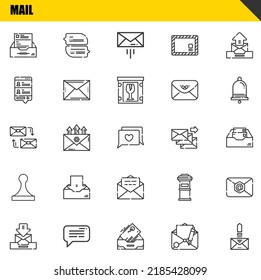mail vector line icons set. inbox, email and mailing Icons. Thin line design. Modern outline graphic elements, simple stroke symbols stock illustration