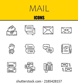 conjunto de iconos de línea vectorial de correo. inbox, chat y correo electrónico Icons. Diseño delgado de línea. Elementos gráficos de contorno modernos, símbolos de trazo simple ilustración de fondo