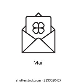 Mail Vector Outline Icon Design illustration. St Patrick's Day Symbol on White background EPS 10 File