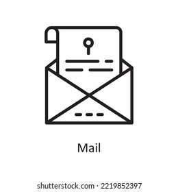 Ilustración Diseño de iconos de contorno del vector de correo. Símbolo de computación en nube sobre archivo EPS 10 de fondo blanco