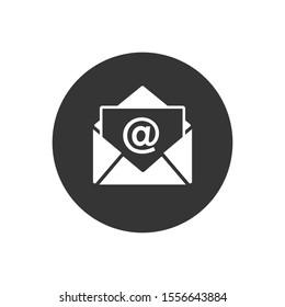 Mail vector white icon on gray