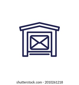 mail warehouse line icon on white