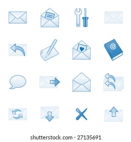 Mail web icons set 1, blue series