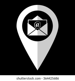 mail - white vector icon;  map pointer