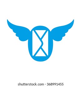 mail and wing logo vector.