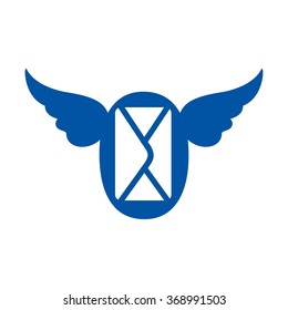 mail and wing logo vector.