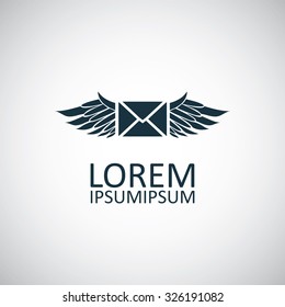 mail wings icon, on white background