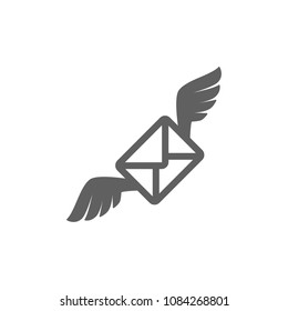 Mail with wings icon vector. Symbol for your web site design, logo, app, UI. Vector illustration, EPS