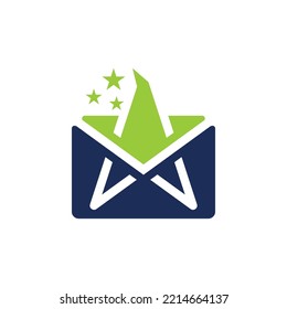 mail wizzard star logo design