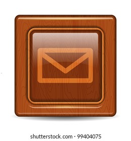 Mail wooden button vector