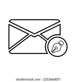 Mail write pen Icon in Line Style