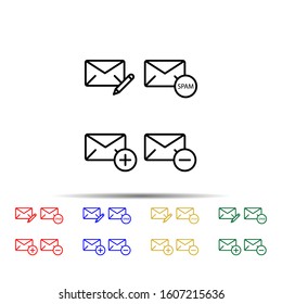 mail, write, spam, plus, minus sign multi color style icon. Simple thin line, outline vector of web icons for ui and ux, website or mobile application