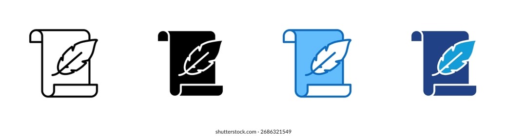 E-Mail Schreiben Multiple Style Icon Design Vector - Scrollen Sie mit Feder Stift, symbolisiert Schreiben Brief, E-Mail-Komposition, oder traditionelle Korrespondenz