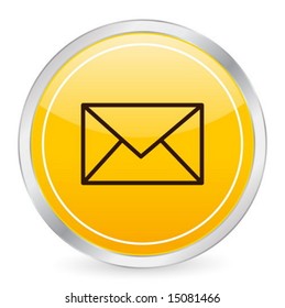 Mail yellow circle icon. Vector illustration.
