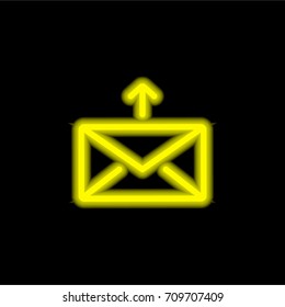 Mail yellow glowing neon ui ux icon. Glowing sign logo vector