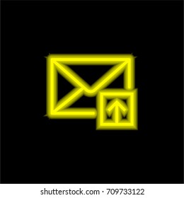 Mail yellow glowing neon ui ux icon. Glowing sign logo vector