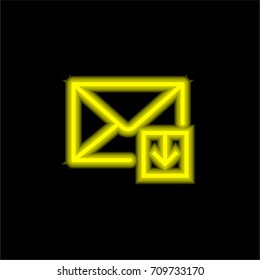 Mail yellow glowing neon ui ux icon. Glowing sign logo vector