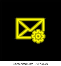 Mail yellow glowing neon ui ux icon. Glowing sign logo vector