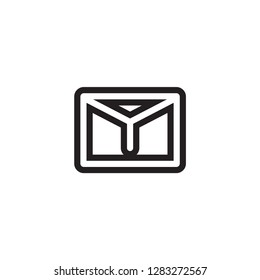 Mail with YM letter logo design 