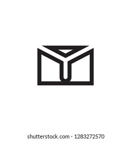 Mail with YM letter logo design 