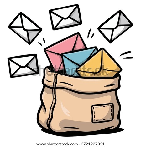 Mailbag full of letters delivery package