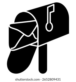 Mailbox 3d icon vector style for communication user interface Black Filled style.