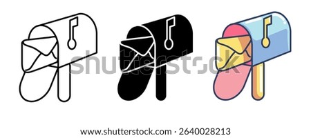Mailbox 3d icon vector style for communication user interface Line, Filled, Color style.