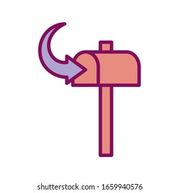 mailbox with arrow line and fill style icon design, Message email mail letter marketing communication card and document theme Vector illustration