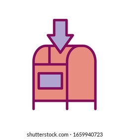 Postfach mit Pfeilzeile und Stilsymbol-Design, E-Mail-Mail-Marketing-Kommunikationskarte und Vektorillustration des Dokumentthemas
