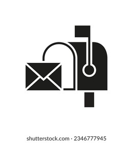 Mailbox black glyph icon on white