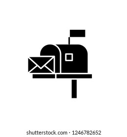 Mailbox black icon, vector sign on isolated background. Mailbox concept symbol, illustration 